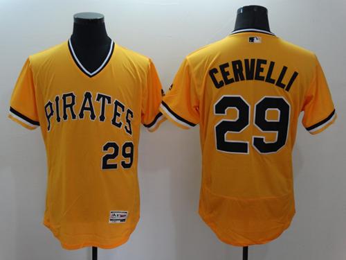 Pirates #29 Francisco Cervelli Gold Flexbase Authentic Collection Cooperstown Stitched MLB Jersey - Click Image to Close